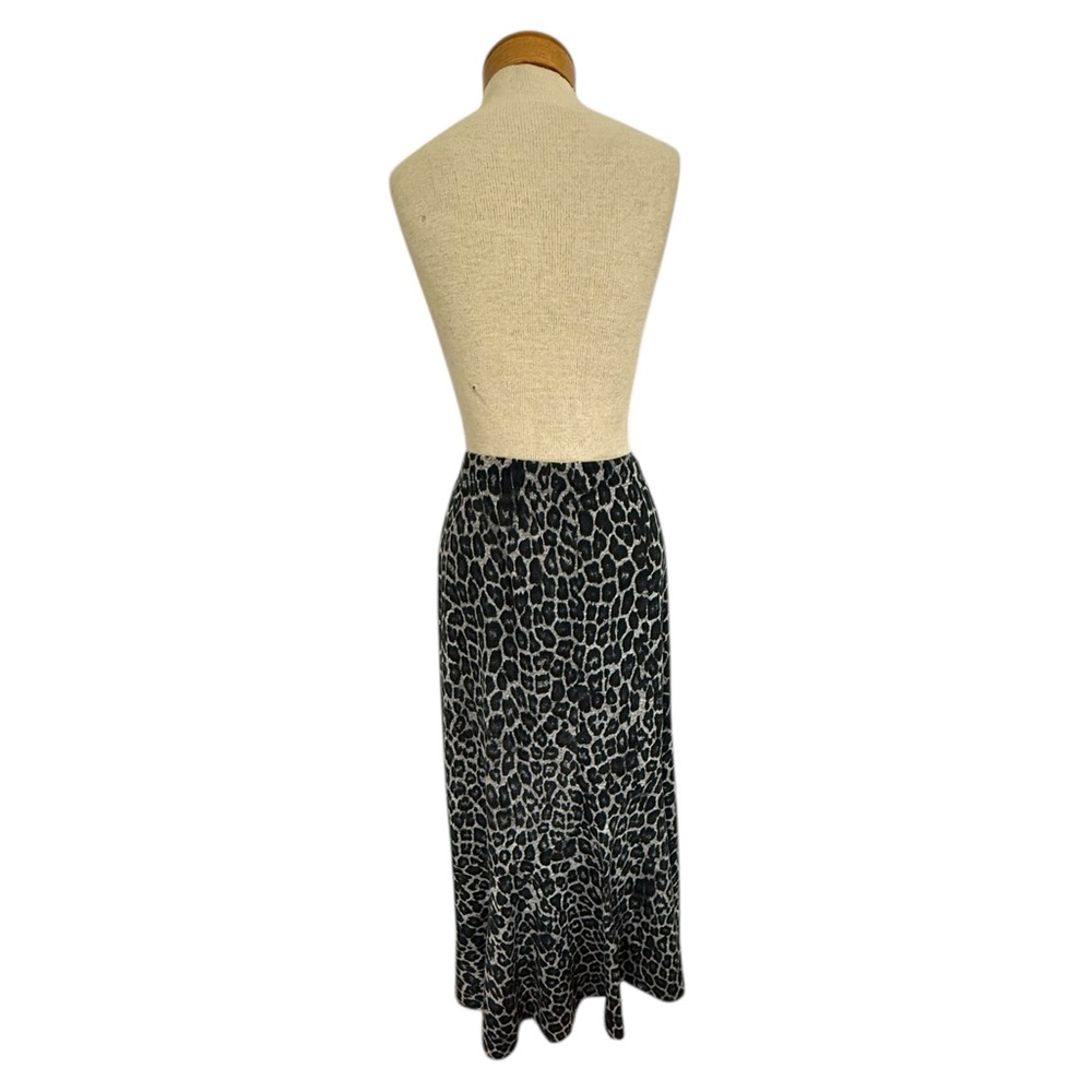 Chico’s Leopard Print High Low Maxi Skirt Sz 1/M Pull-On Elastic Edgy, Boho Chic - Picture 4 of 9